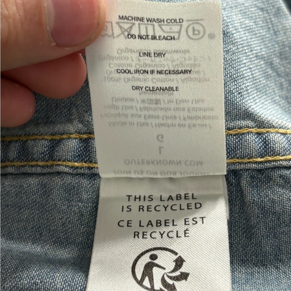 Outerknown blue Wyatt Western Denim button up blouse Shirt size large - Picture 10 of 11